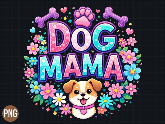 Download Dog Mama Floral Paw Print Puppy PNG - Mama floral Collection