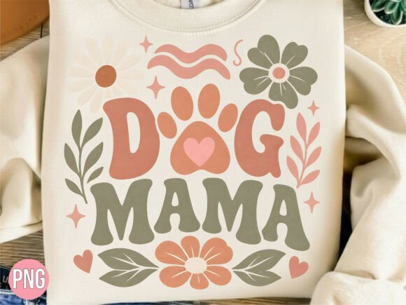 Download Retro Dog Mama Floral Paw PNG T-Shirt - Mama floral Collection
