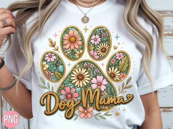 Download Dog Mama Floral Paw Glitter Sun PNG - Mama floral Collection
